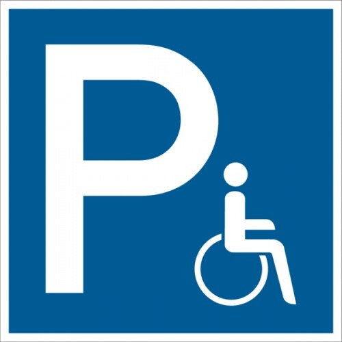 Parkplatzschild, Symbol Rollstuhlfahrer, Folie/Aluminium - 150x150 mm Folie selbstklebend