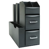 thumbnail of Schreibtisch Organizer HWC-L97, Büroablage Stiftehalter Aufbewahrungsbox mit 2 Schubladen und 7 Fächern, 29x14x33cm