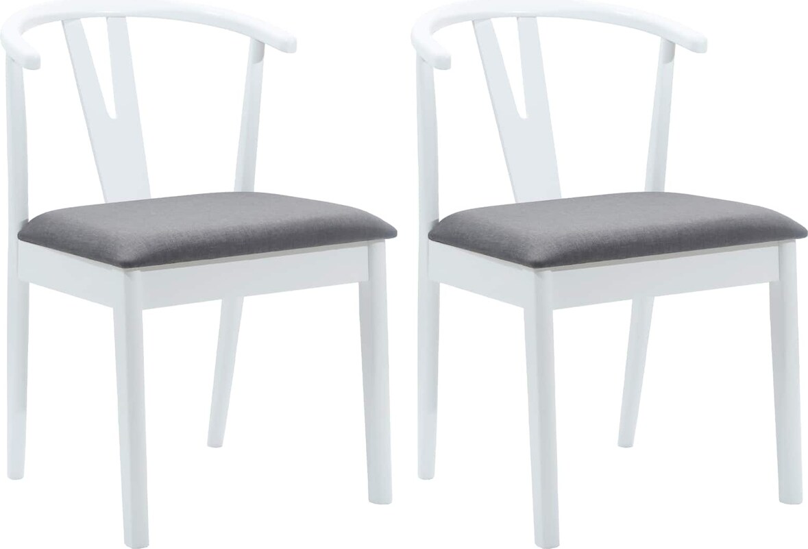 vidaXL Esszimmerstuhl 2 pcs Weiß und Grau Massives Gummiholz
