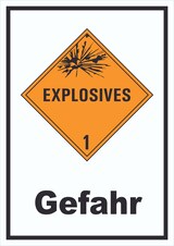 thumbnail of Schild Explosionsgefahr Gefahr Explosives hochkant A0 (841x1189mm)
