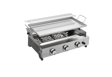 METRO PROFESSIONAL 3-pits gasgrillplaat Tornada, 61.5 × 32 cm, roestvrij staal, zilver