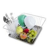 thumbnail of Relaxdays Abtropfgestell L, Edelstahl, mit Abtropfgitter & Auffangwanne, Teller & Besteck, 40,5 x 30,5 x 13 cm, silber