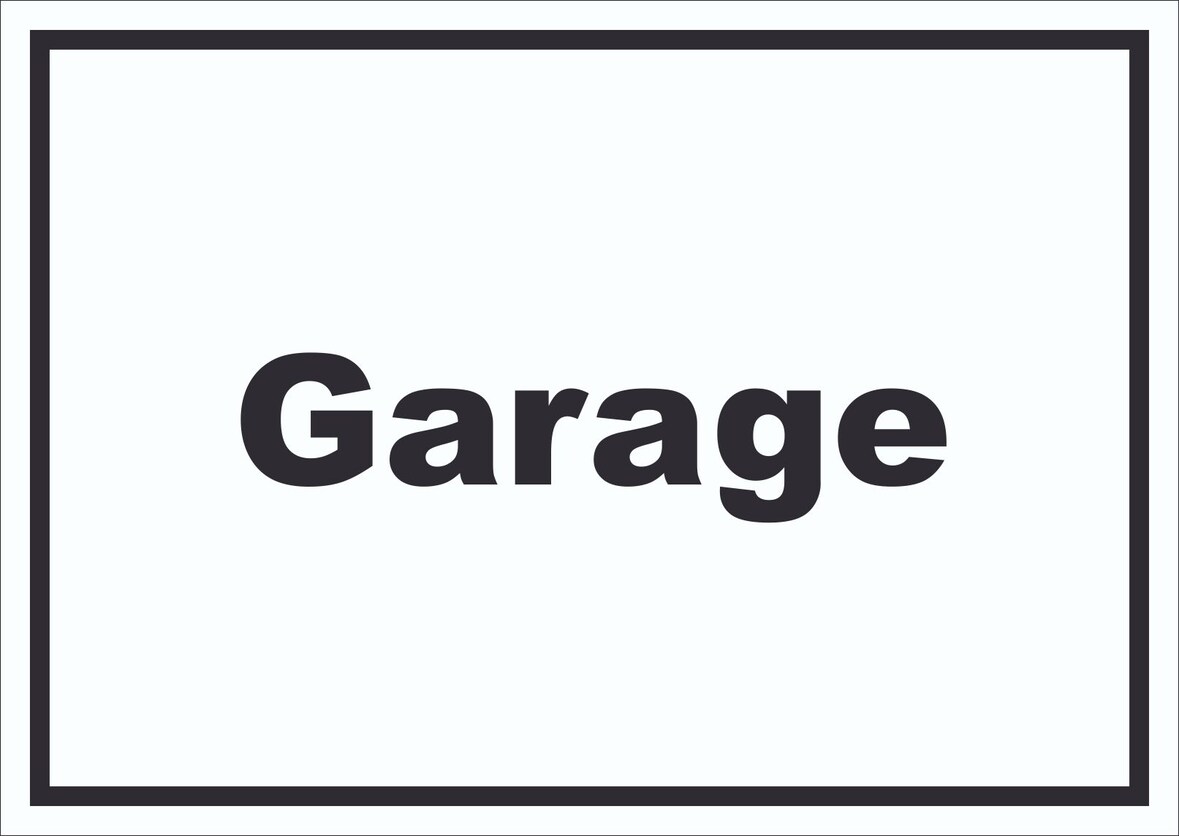 Garage Schild mit Text Auto Stellplatz waagerecht A6 Rückseite selbstklebend