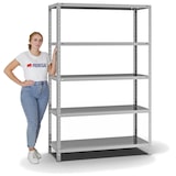 thumbnail of PROREGAL Fachbodenregal Schraubsystem | Grundregal | HxBxT 200x130x50cm | 5 Ebenen | Fachlast 200 kg | Beidseitig nutzbar | Verzinkt