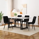 thumbnail of Esstisch Set 120x70x75, MDF Tisch Schwarz mit 4 Samt Stühlen Dunkel, Metallbeine, Modernes Design für Küche und Esszimmer, Komfortabel und Elegant