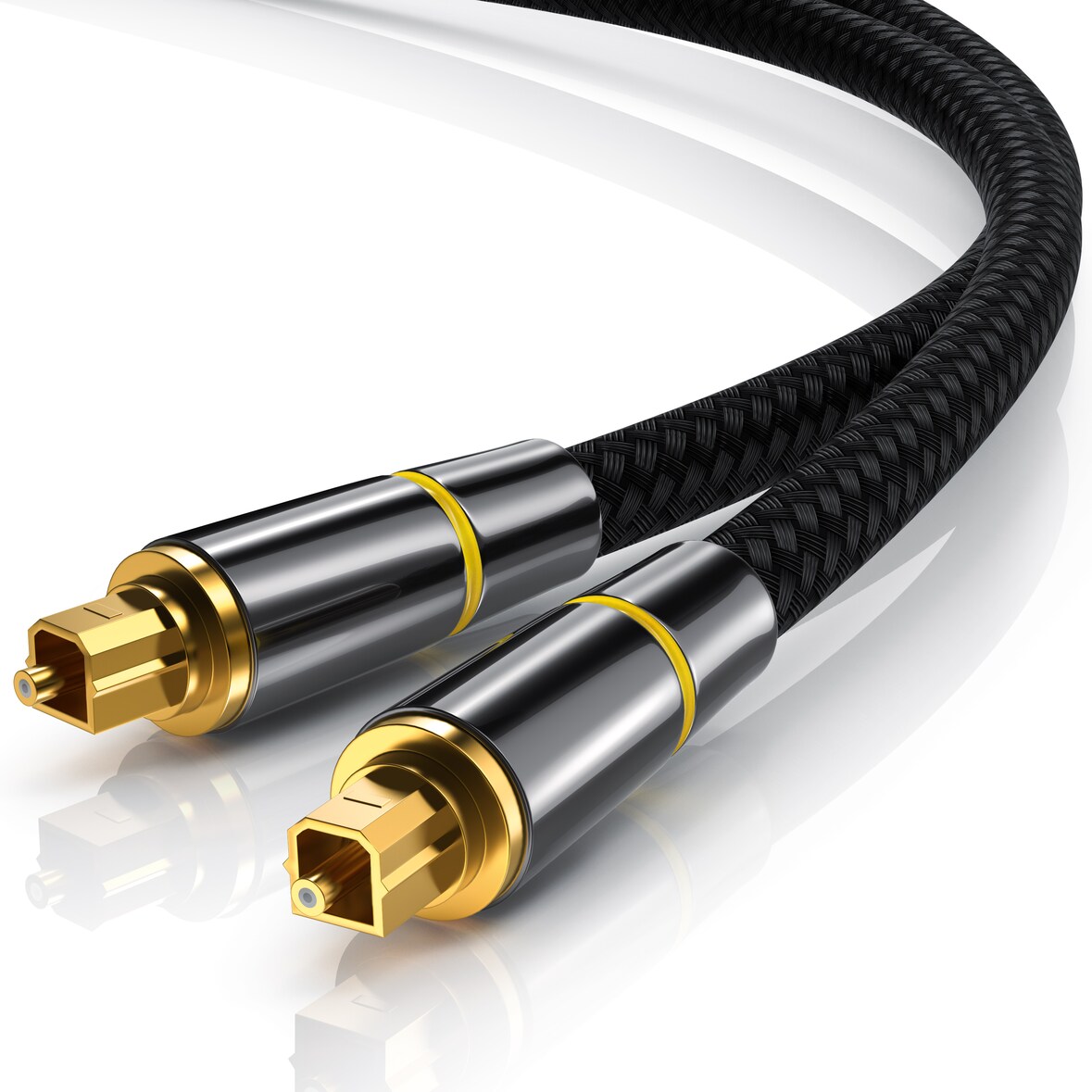 CSL Optisches-Kabel, S/PDIF, Toslink, Metallstecker, Nylonmantel, Lichtwellenleiter, Audiokabel - 5m
