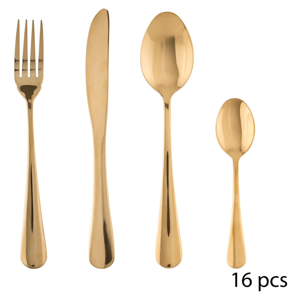 Secret de Gourmet - Juego de cubiertos de 16 piezas de Acero Inoxidable color dorado