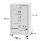 thumbnail of Roll container HWC-L49, cassettiera in acciaio schedario, metallo 75x40x41cm 6 cassetti ~ rosso
