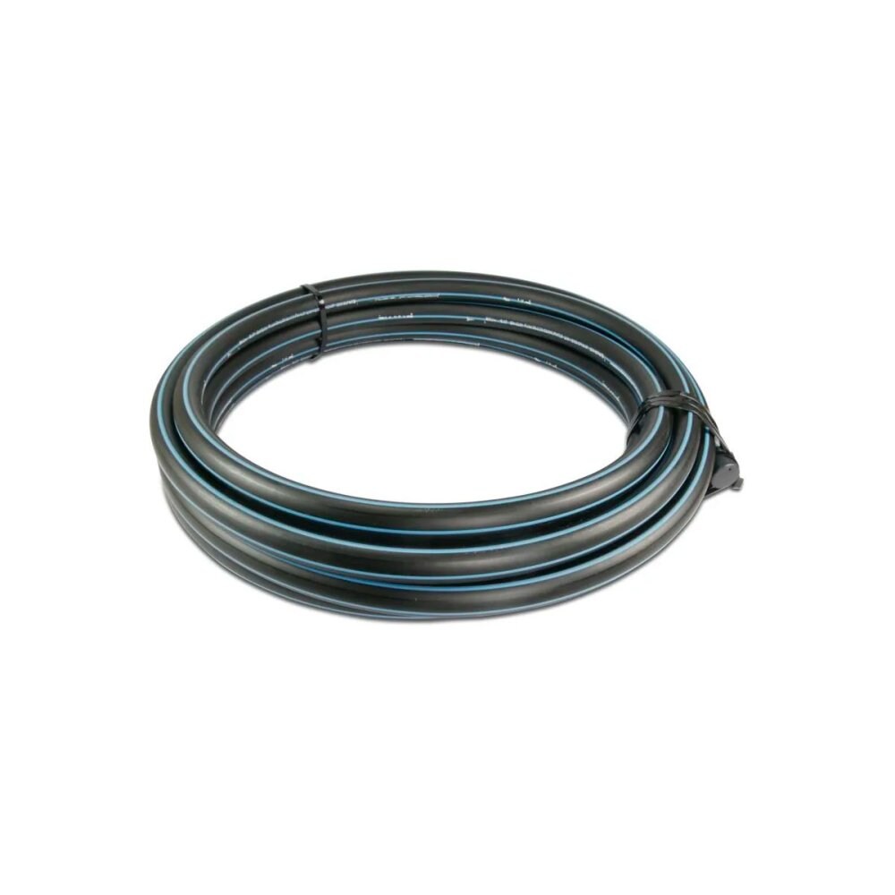 Wasserrohr, Druckrohr PE80 - 20 mm x 2,0 mm, Glatt SDR 11, 12,5bar, Schwarz/Blau 1m, DVGW type D=0,60m
