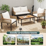 thumbnail of Merax Garten-Loungesessel-Set 4-tlg, Gartenmöbel Sitzgruppe, 2-Sitzer + 2 Sessel + Tisch, mit Kissen, Rattan, Beige