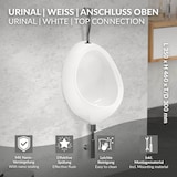 thumbnail of ECD Germany Urinal Weiß 35×46×30 cm Zulauf oben – Keramik Pinkelbecken oval, Nano-Versiegelung, senkrechter Ablauf
