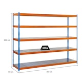 thumbnail of PROREGAL Schwerlastregal METAL BEAST FIVE | HxBxT 200x210x60cm | Fachlast 500kg | Blau-Orange| Standregal Metallregal Lagerregal