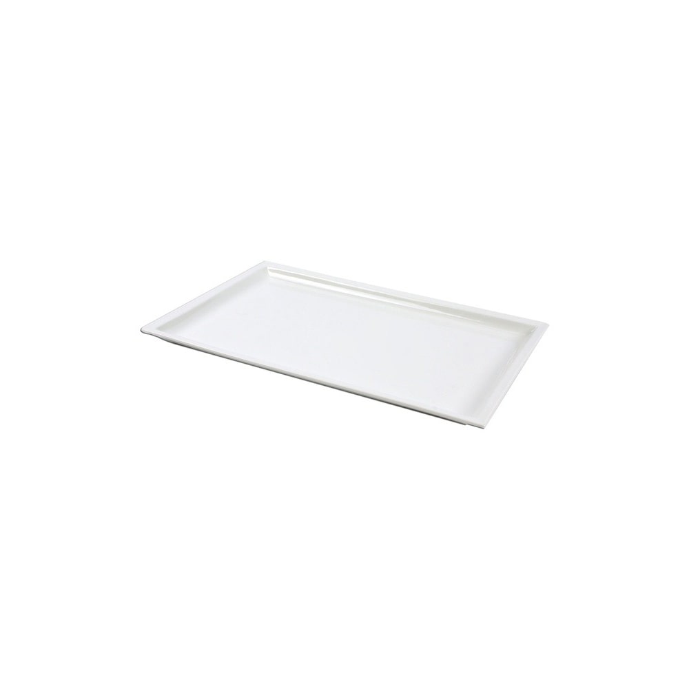 Plato rectangular Justwhite de 36x22 cm, porcelana blanca con diseño de leona (paquete de 3)