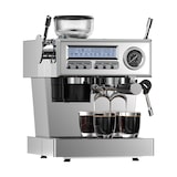 thumbnail of Espressomaschine mit Mahlwerk und Manometer, halbautomatisch, 20 Bar, Edelstahlgehäuse, 51 mm Filter, Milchschaumdüse, Tassenwärmer, Touch-Bedienung
