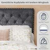 thumbnail of Minimalistisches Polsterbett 140x200 cm, elegantes Kopfteil, Stauraum, stabiler Holzrahmen, Hollandwollstoff, Grau
