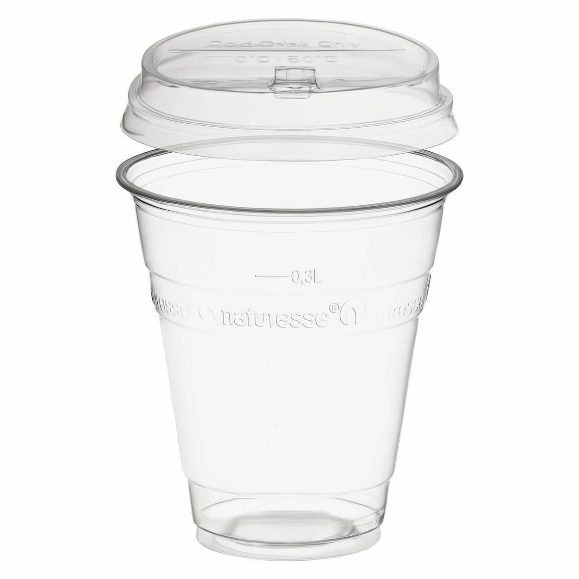 100x BIO Trinkbecher 300ml + Deckel mit Klappöffnung aus Biokunststoff (PLA)