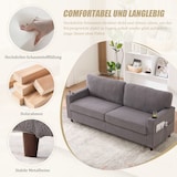 thumbnail of Zweisitzer Chenille-Sofa 203x77x86 cm mit USB-C, LED-Ambiente und Getränkehaltern – Elegantes Design in Hellgrau