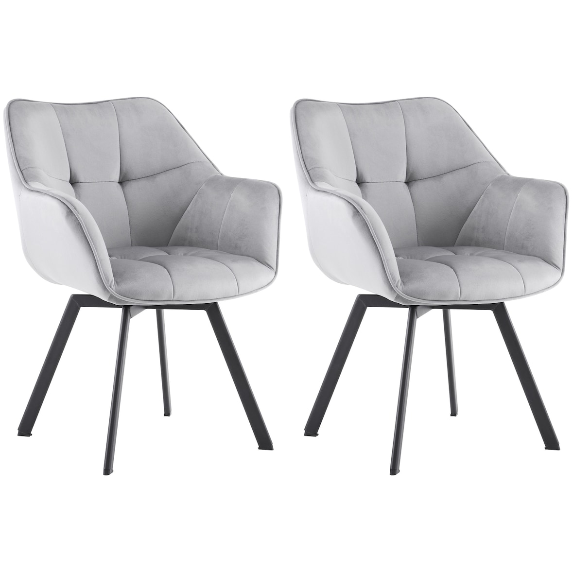 Lot de 2 chaises de salle à manger Jordi velours Gris foncé