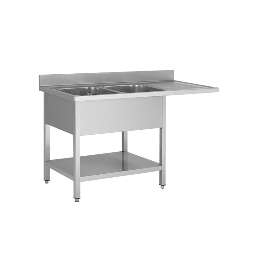 Skyrainbow Spülcenter aus Edelstahl, zwei Becken links, 180 x 60