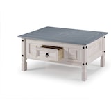 thumbnail of Couchtisch 100 x 60 cm mit Schublade Pinienholz weiß grau lasiert MEXICO