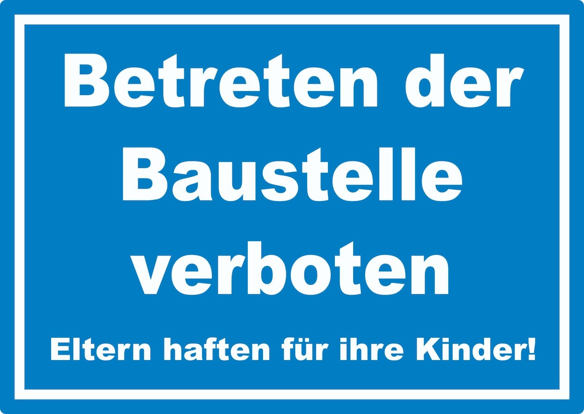 Betreten der Baustelle Schild weiß-blau A4 (210x297mm)