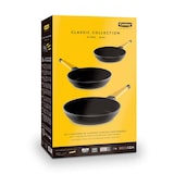 thumbnail of Castey linea Classic set 3 padelle per gas e vetro ceramica con manico giallo removibile misure delle padelle ø cm 20 , 24 , 28