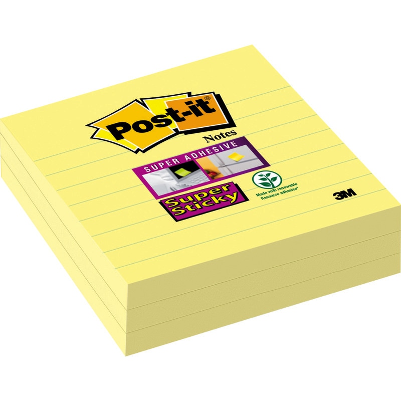 Post-it® Haftnotizen Super Sticky XXL Notes liniert, 101 x 101 mm, gelb