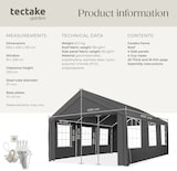 thumbnail of tectake Pavilhão, JASKO, estrutura estável de aço revestimento em pó, lona polietileno impermeável, proteção UV 50+, cinzento
