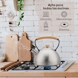 thumbnail of Briebe Wooden Wasserkessel Induktion Flötenkessel 2,5L Edelstahl, Retro, Holzgriff, Inox