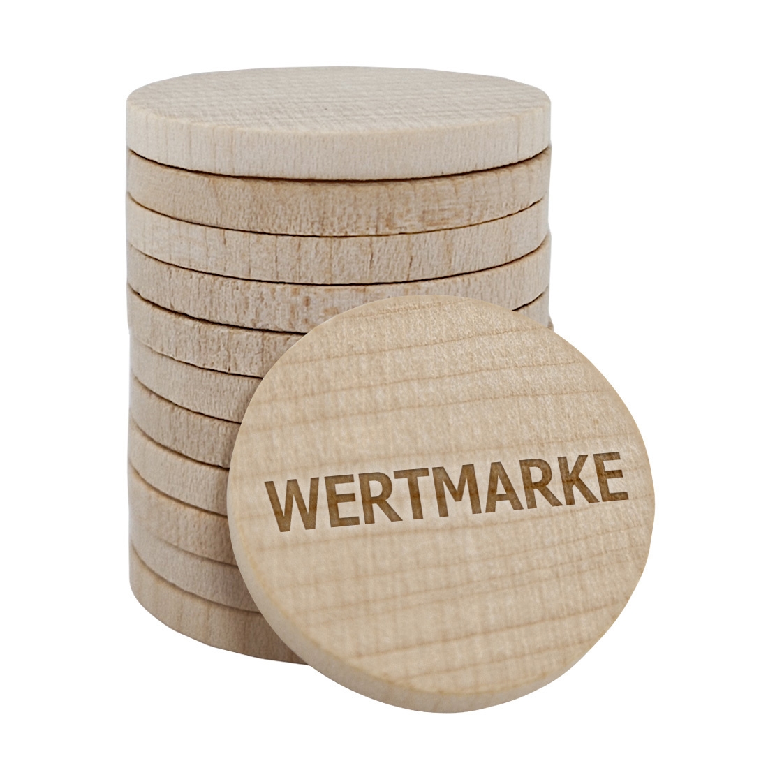 CombiCraft Gravierte Echtholz Marken Ø29mm Wertmarke - 100 Stück