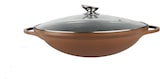 thumbnail of WOK Wokpfanne Silikongriffe Induktion 36cm Aluguss + Deckel Bratpfanne Marmorbeschichtung Hellbraun