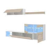 thumbnail of Dmora Parete attrezzata Adams, Set da soggiorno modulare ad angolo, Mobile salotto multiposizione con luce LED, 260x41h180 cm, Rovere e Bianco