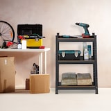thumbnail of Relaxdays Schwerlastregal, HxBxT: 90x60x40 cm, 750 kg, 3 Ebenen, Stahl, Lagerregal Keller, Garage, zum Stecken, schwarz