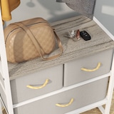 thumbnail of Suporte para Cabides com 3 Gavetas de Tecido Barra para Pendurar e Prateleira para Entrada Quarto 58,5x30x178 cm Natural