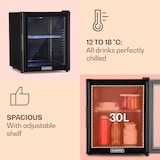 thumbnail of Brooklyn 32 Mini-Kühlschrank Glastür LED Ablage Schwarz
