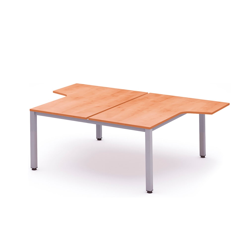 Mesa dupla de escritório Rocada (2 lugares) série Executive em forma de L 160x163x220 alumínio / carvalho