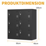 thumbnail of Metallschrank Spind Aufbewahrungsschrank 90x40x100 cm Schwarz mit 6 Türen, abschließbaren Fächern, Lüftungsschlitzen und Kartenfächern