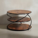 thumbnail of Sheesham-Massivholz Couchtisch, außergewöhnliches Design, 3 Ablageflächen, Robust. 58x58x40 cm | Kadima Design