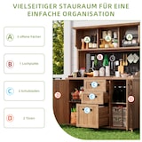 thumbnail of Merax Gartenschrank, Outdoor Küchenschrank, Tannenholz, Werkzeugschrank mit 3 Schubladen, 3 Fächern & Metall-Lochwand, Naturholzfarbe