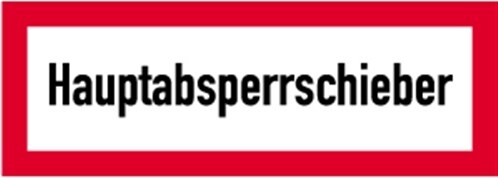 Schild Hauptabsperrschieber, Alu, 297x105 mm