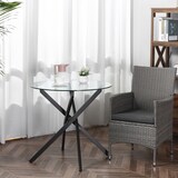 thumbnail of Couchtisch rund Glas Schwarz 80x80x75 cm mit Sicherheitsglas und Stahlgestell, verstellbare Füße, moderner Beistelltisch für Wohnzimmer