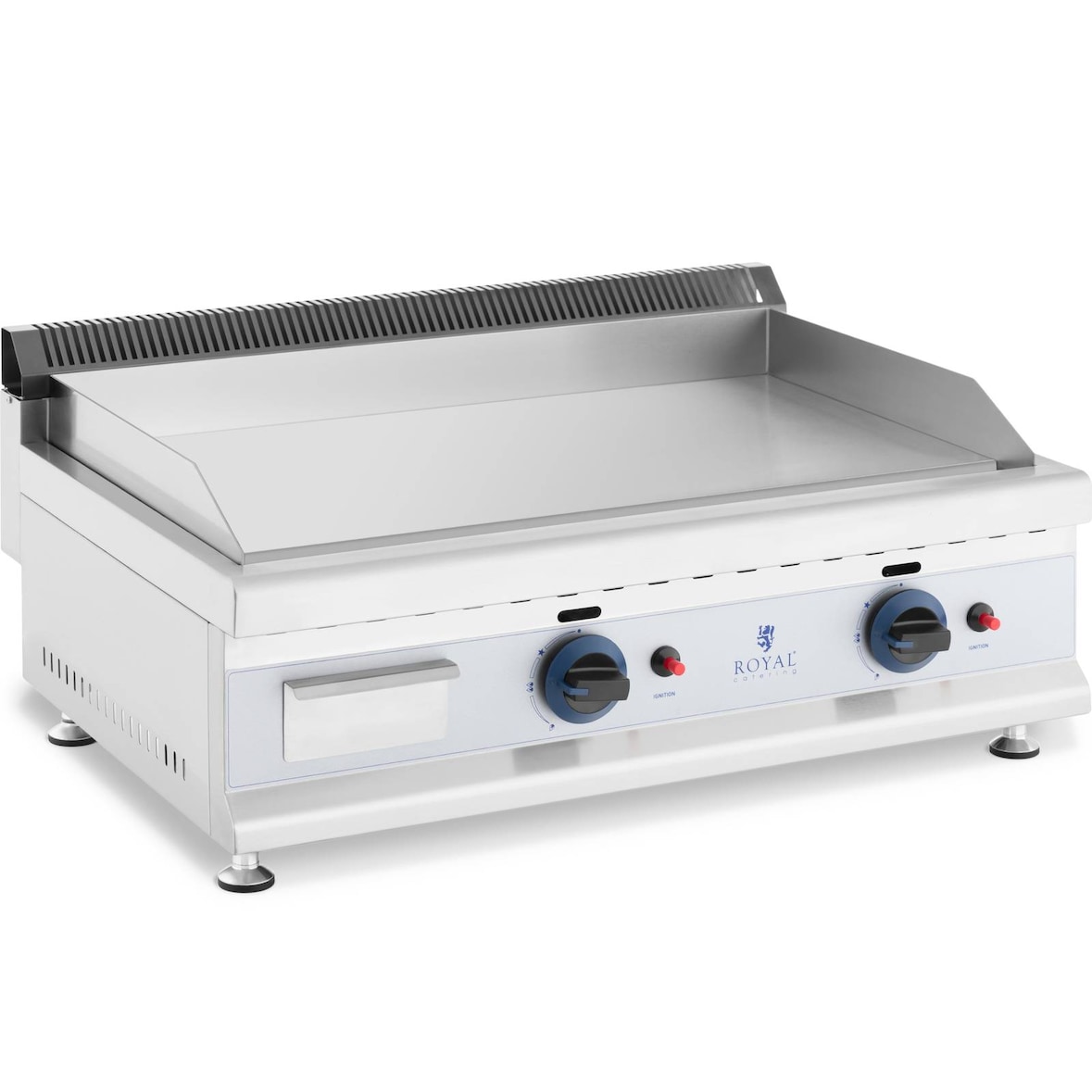 Royal Catering Griglia fry top a gas - Piastra in acciaio liscia - 74,5 x 40 cm - 2 x 3.100 W - Gas naturale - 20 mbar