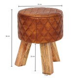 thumbnail of FineBuy Sitzhocker Echtleder 35x46x35 cm Fußhocker Rund Lederhocker Massivholz