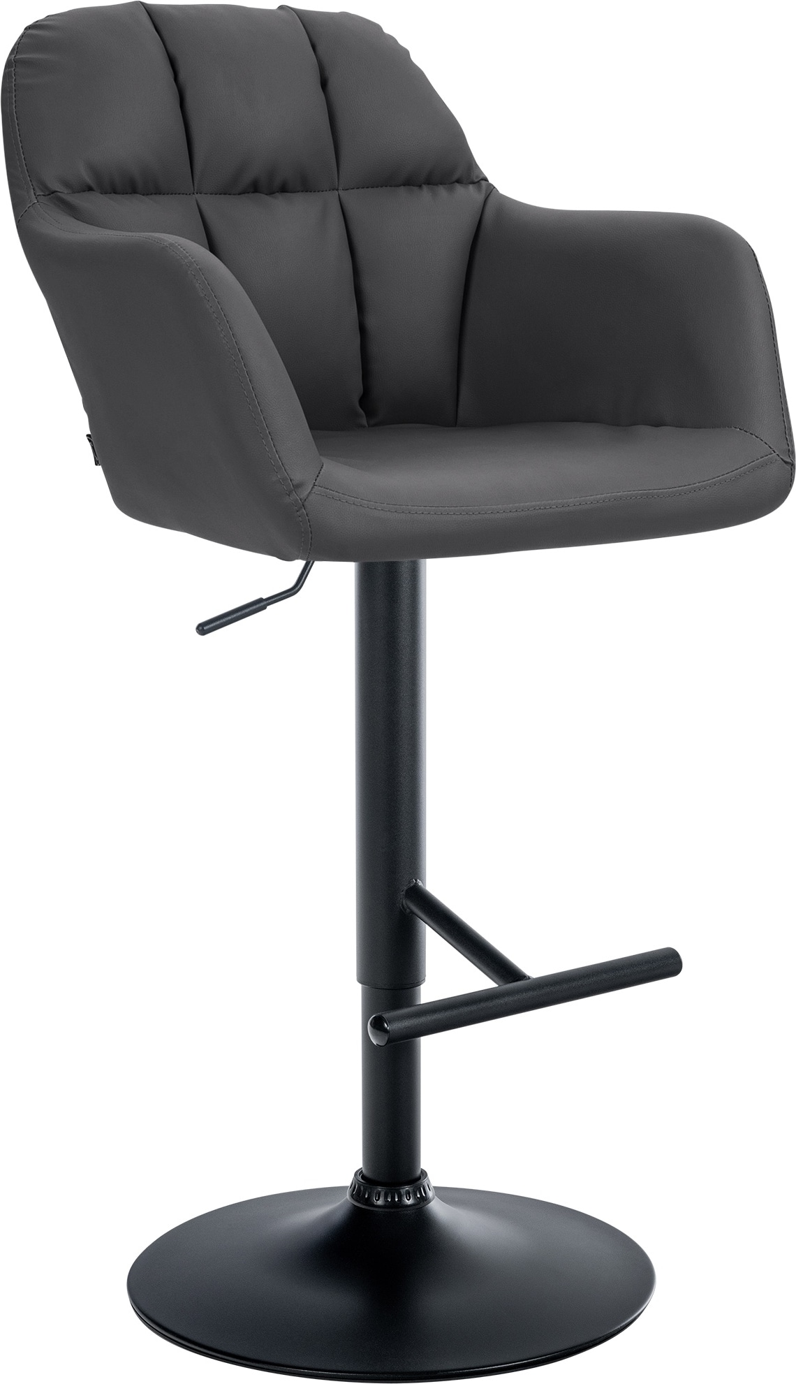 Barhocker TUBEL - Kunstleder Schwarz 57x59x97 cm Schwarz | Barstuhl Höhenverstellbar Mit Lehne Drehbar Tresenhocker Tresenstuhl Kneipenhocker
