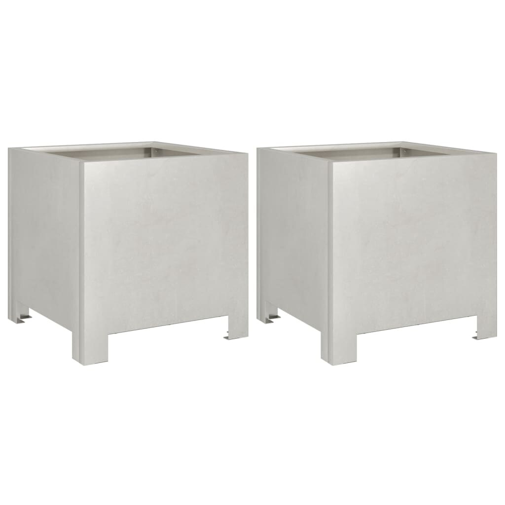Helloshop26 - Conjunto de 2 jardineiras elevadas para plantas flores jardim e terraços 30 x 30 x 30 cm aço inoxidável prata 02_0038922