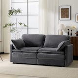 thumbnail of 2-Sitzer-Sofa 85x176x75 Modernes Design, bequeme Sitzfläche, Holzrahmen, Kord-Stoff, Wohnzimmer Couch, Grau