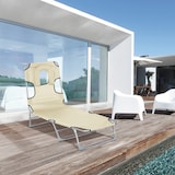 thumbnail of Tumbona Reclinable y Plegable de Jardín con Orificio de Lectura Reposacabezas y Respaldo Ajustable en 5 Niveles para Playa 182x56x28 cm