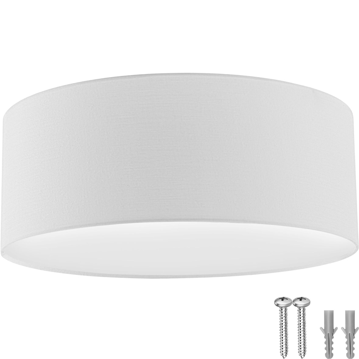 Deckenleuchte Circum, Textilschirm im Leinenlook - weiß