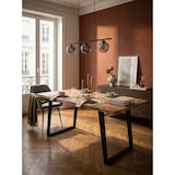 thumbnail of Esszimmertisch 120x60x76 cm Akazie Massivholz / Metall Esstisch Baumkante, Küchentisch Massiv mit U-Beinen in Schwarz, Holztisch Speisetisch