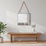 thumbnail of Max Home Espelho de parede quadrado 40x40 cm com moldura metálica e corda